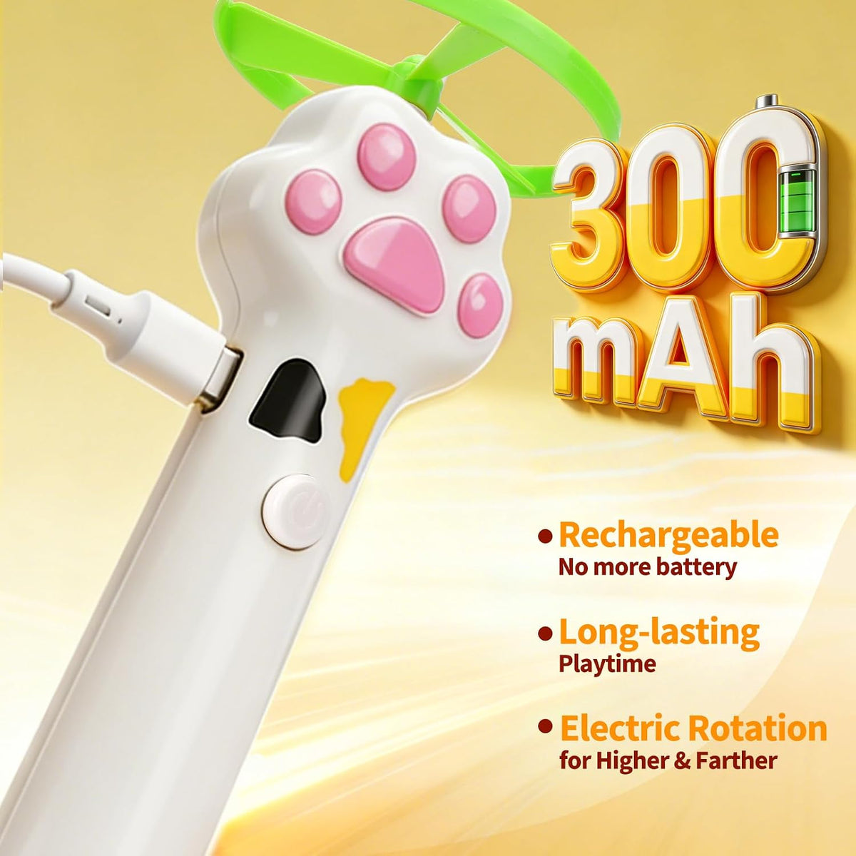 Cat Toy Disc Launcher, Rechargeable Interactive Cat Fetch Toy Launcher with 8 Flying Discs, Flying - White - image 3
