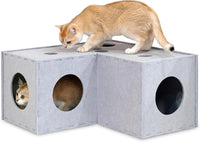PETKARAY Cat Tunnel, Original Cat Hideaway Cave for Indoor Cats - L-shape Tunnel / Grey