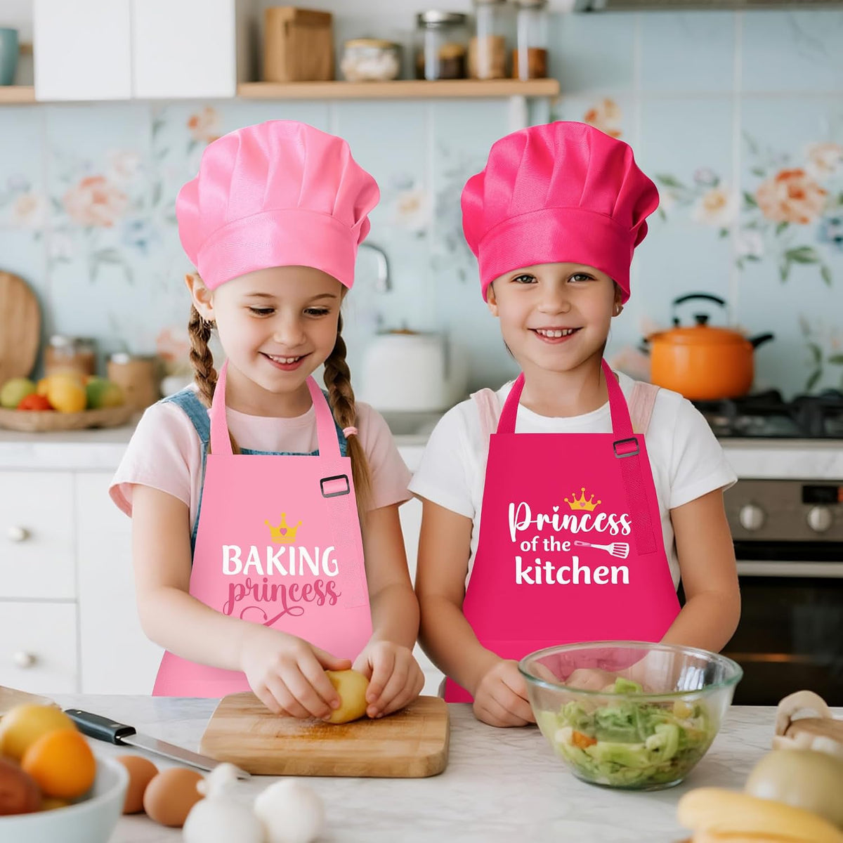 4Pcs Kids Apron and Chef Hat Set Gift for Girls Boys - Princess - image 4