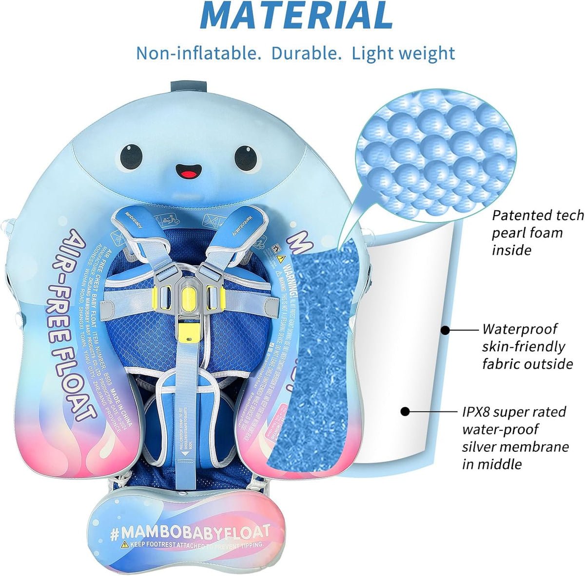 Mambobaby Float with Canopy Size Improved Non Inflatable Infant Baby - Jellyfish Purple - image 2