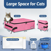 Petskd Portable Cat Travel Litter Box with Lid - Small / Pink - image 2