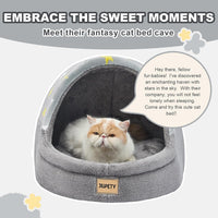 Cute Cat Beds for Indoor Cats, Cave Bed for Kittens - Medium / Gray - image 3