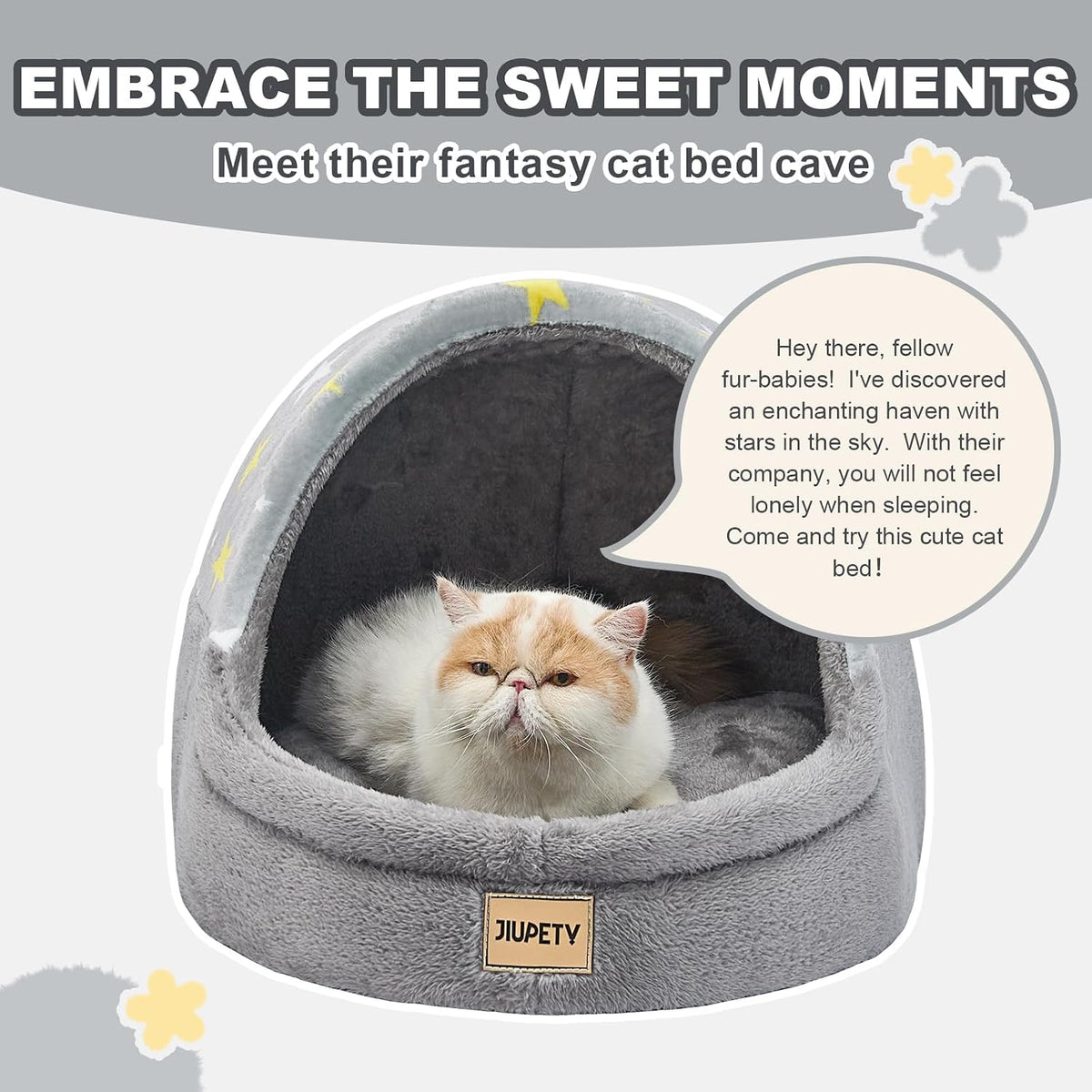 Cute Cat Beds for Indoor Cats, Cave Bed for Kittens - Medium / Gray - image 3