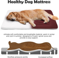 Large Dog Bed Soft Dog Crate Pad Mat 42 in Non-Slip Bottom Washable - 36.0"L x 23.0"W x 1.2"Th / Dark Red - image 3