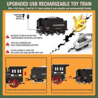Electric Train Sets for Boys Girls Metal Alloy Christmas Trains Toys - Silver Rc Train Luxury Tracks - image 3