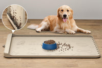 Dog Food Mat 36"x24" - Silicone Dog Mat for Food and Water Large Pet Feeding Mats with Residue - Sand / 36"L x 24"W