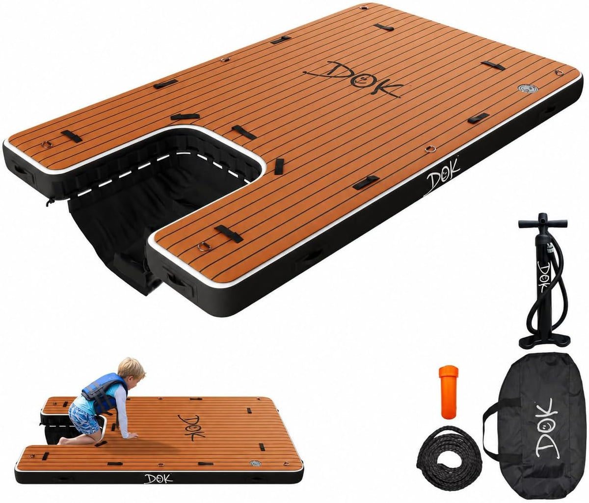 DOK Dog-DOK Inflatable Dock Platform: Safe & Easy Water Access - 8' x 5' / Party-DOK