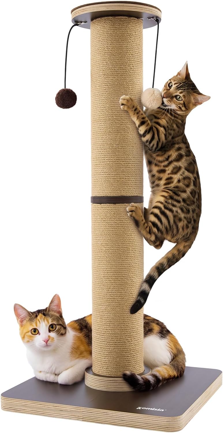 35'' Tall Cat Scratching Post for Indoor Cats Adults – Essentials for Cats - Brown