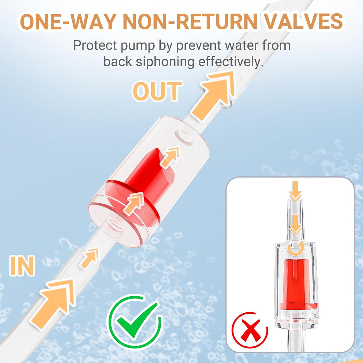 Moonorange Aquarium Air Pump Accessories Kit with Standard Tubing - 10pcs Check Valve-Red - image 3