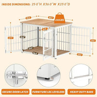 38 Inch Heavy Duty Dog Crate Furniture for Large and Medium Dogs, Decorative Pet House End Table, Wooden Cage Kennel Furniture Indoor, Natural and White