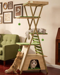 72.4" Modern Cat Tree for Indoor Cats, Multi-Level Cat Condo – Essentials for Cats - Beige - image 2