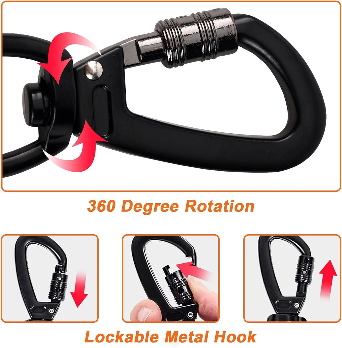 Long dog training leash with padded handle and locking hook, 6 to 100 ft - view 3