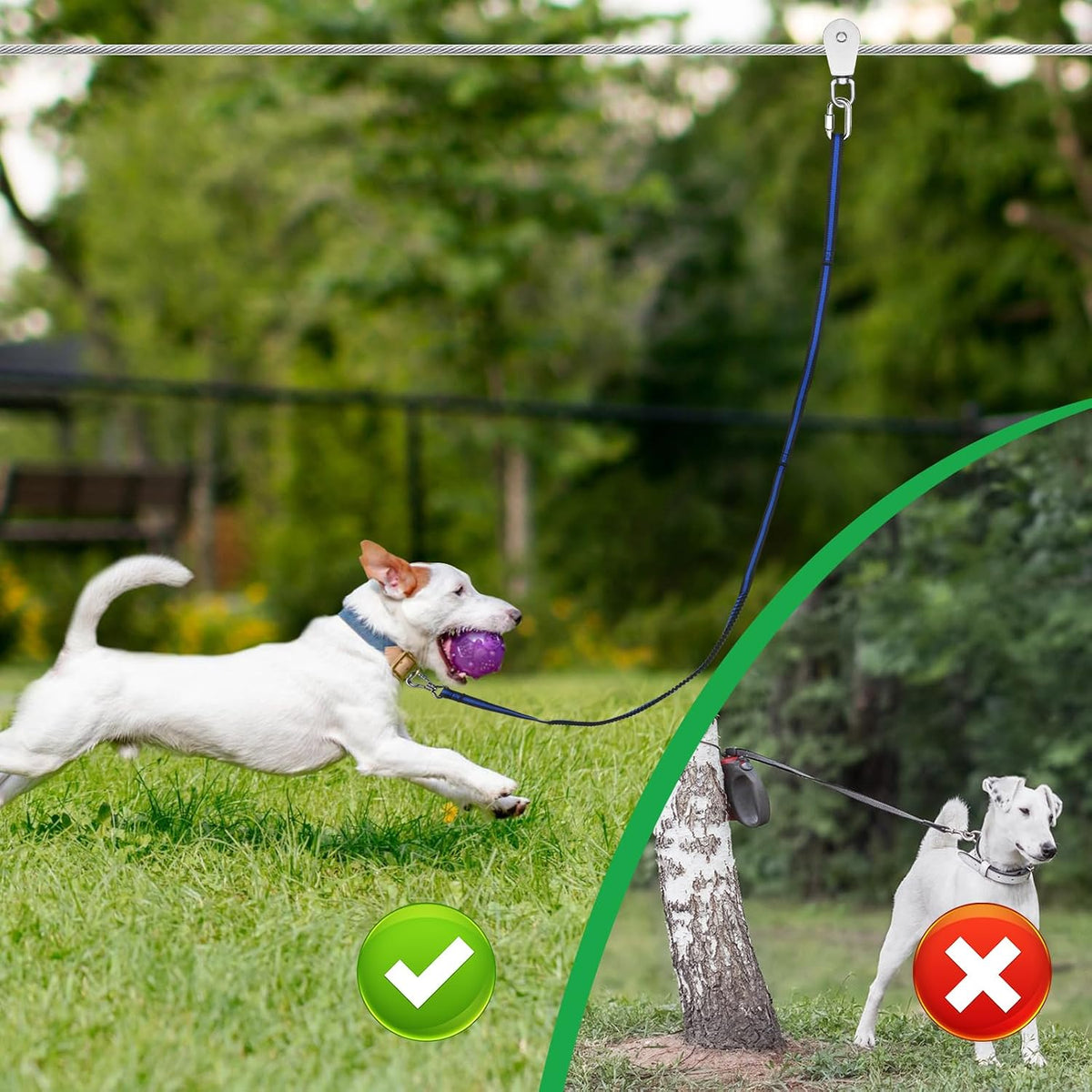 XiaZ Dog Tie Out Cable, Pet Lead for Yard, Camping, Outdoor - 120ft for 1 dog / Silver - image 4
