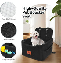 Dog Car Seat for Small/Medium Dogs Under 35lbs,Memory Foam Dog Booster Seats,Detachable and Washable Traval Pet Car Seat,Dogs Bed with 2 Safety Belts(Balck)