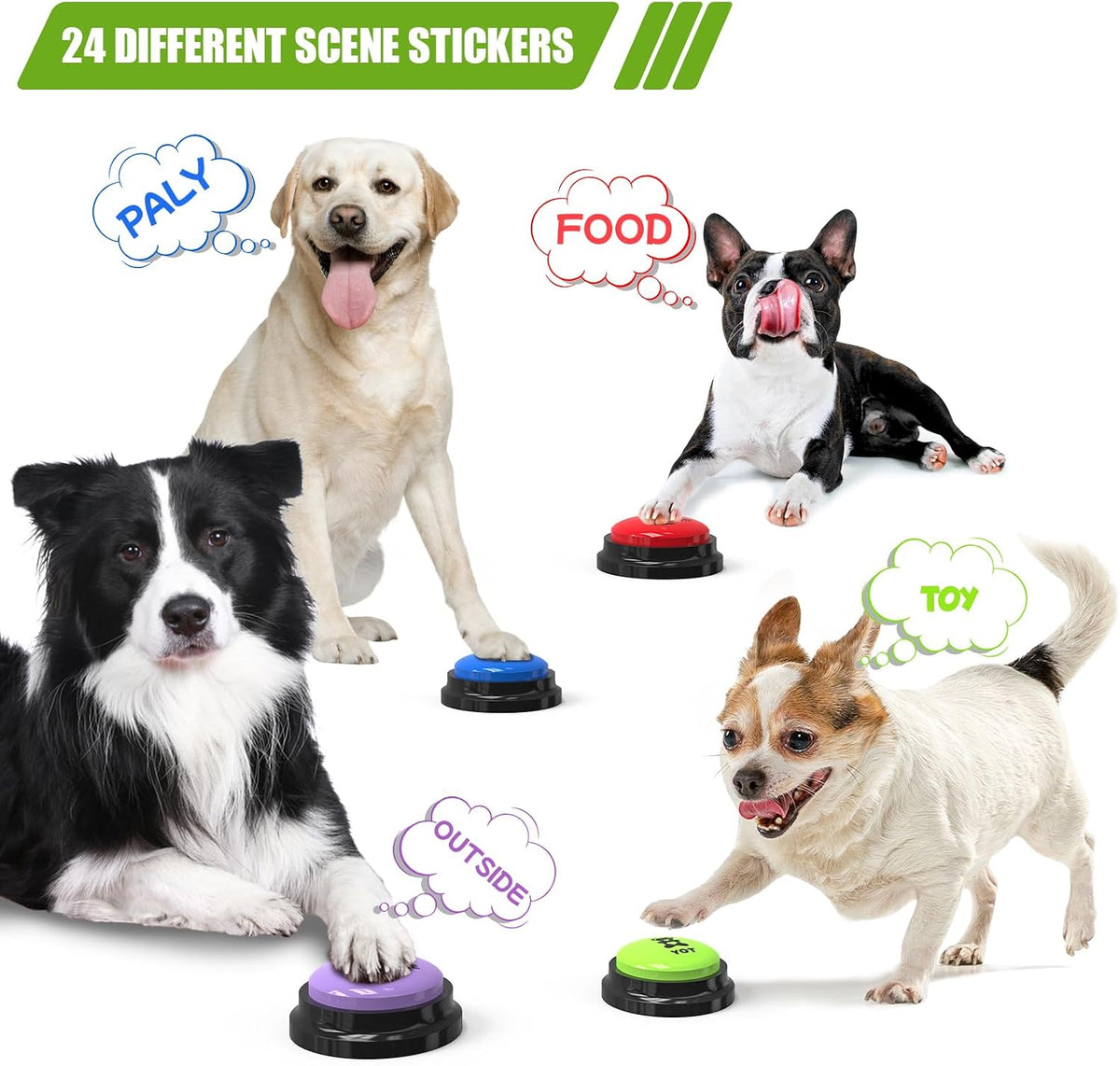 Fzixvow 8-pack recordable dog talking buttons with non-slip mat and brush - view 2