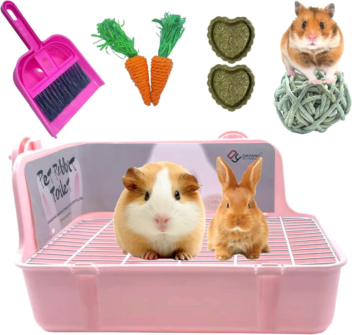 kathson Guinea Pig Litter Box, Bunny Potty Training - Plastic-Pink