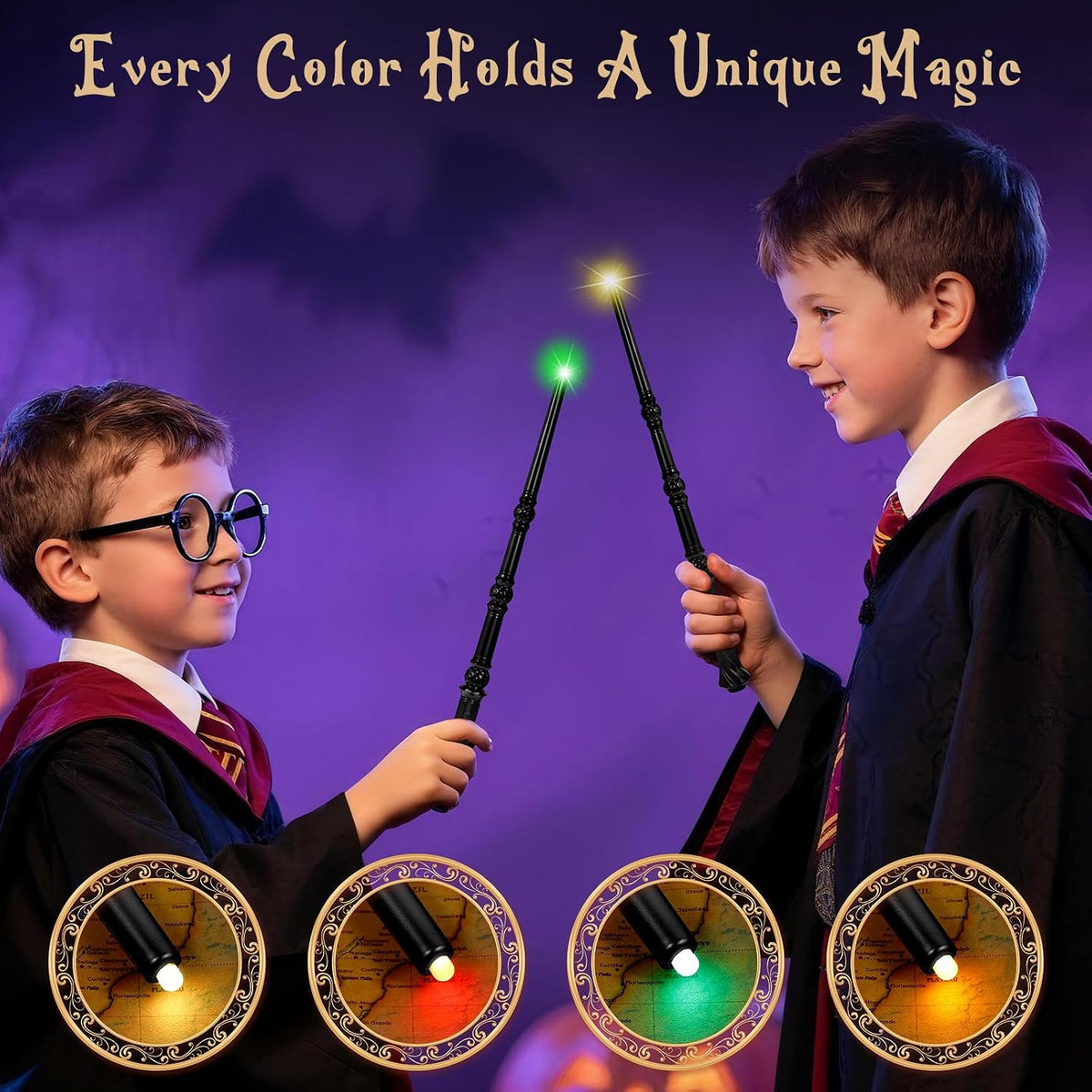KingVows Light Up Magic Wizard Wand with 4 Color Lights & Sound - Black - image 4
