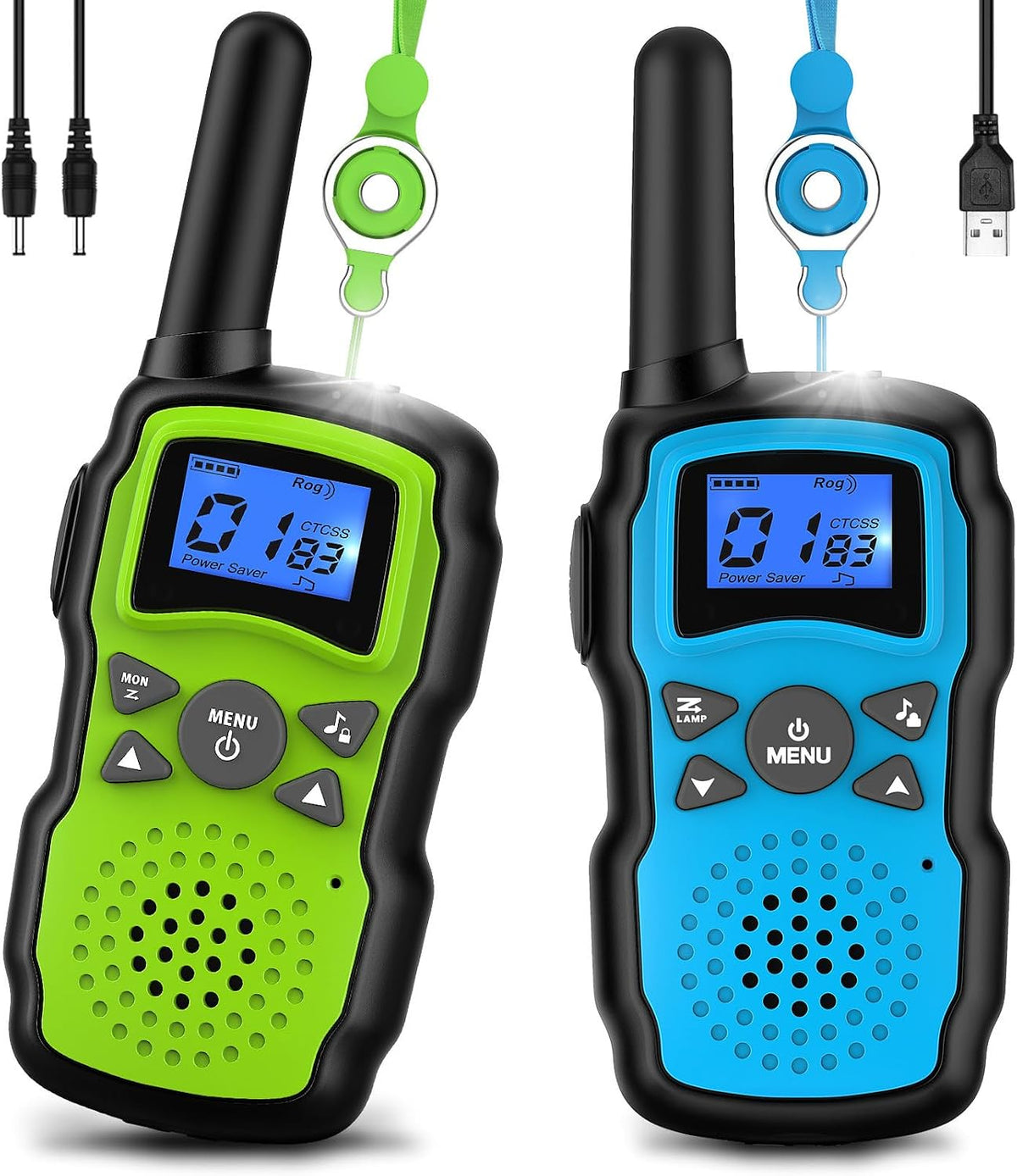 Wishouse Walkie Talkies for Kids Rechargeable with USB Charger - Blue Green