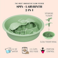 AVERYDAY Slow Feeder Dog Bowls for Large Breed - Petal Feeder Green / 2.5 Cup - Fit 7.5-7.7'' Feeder Holes - image 2