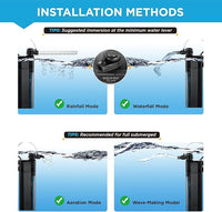 Internal Fish Tank Filter, 12W Adjustable Water Flow Submersible Aquarium Filter Pump for 40~60 Gallon Freshwater or 25~45 Gallon Saltwater, 2 Mode Aeration & Rainfall, TE-900(250GPH)