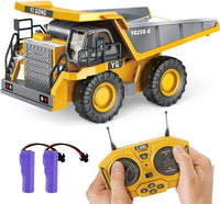 DDAI Remote Control Excavator Toys for 4 5+ Year Old Boys and Kids - Yellow / Large