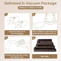 EHEYCIGA Orthopedic Dog Bed Medium Size, Memory Foam Dog Bed - Brown / 44.0"L x 32.0"W x 6.5"Th - image 4