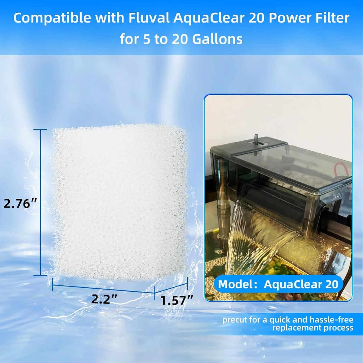AQUANEAT 6-Pack Replacement Filter Sponge Pads - AC 20 - image 2