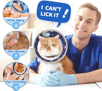 Breathable Air Mesh Cat Cone Collar Soft to Stop Licking, Adjustable, Foldable Lightweight Kitten Cones After Surgery Recovery for Cats & Kittens (Star Blue, L)