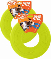 Nerf Dog Tire Flyer Dog Toy Gift Set - Green / 10 Inch (Pack of 2)