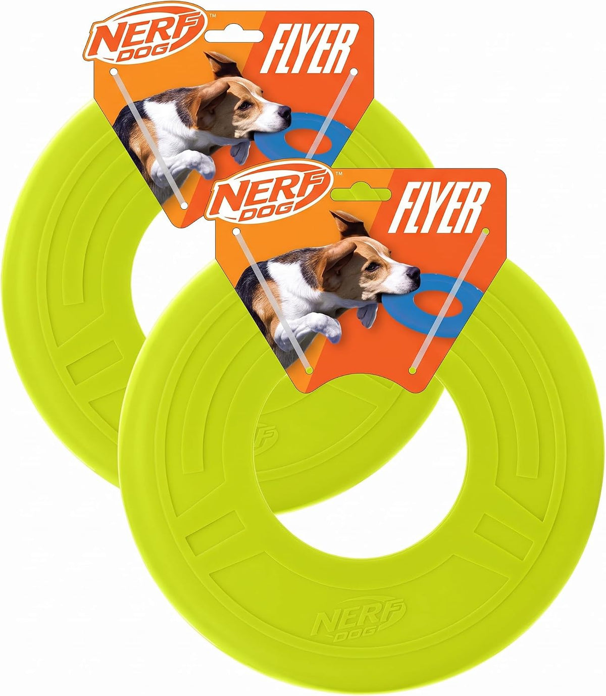 Nerf Dog Tire Flyer Dog Toy Gift Set - Green / 10 Inch (Pack of 2)