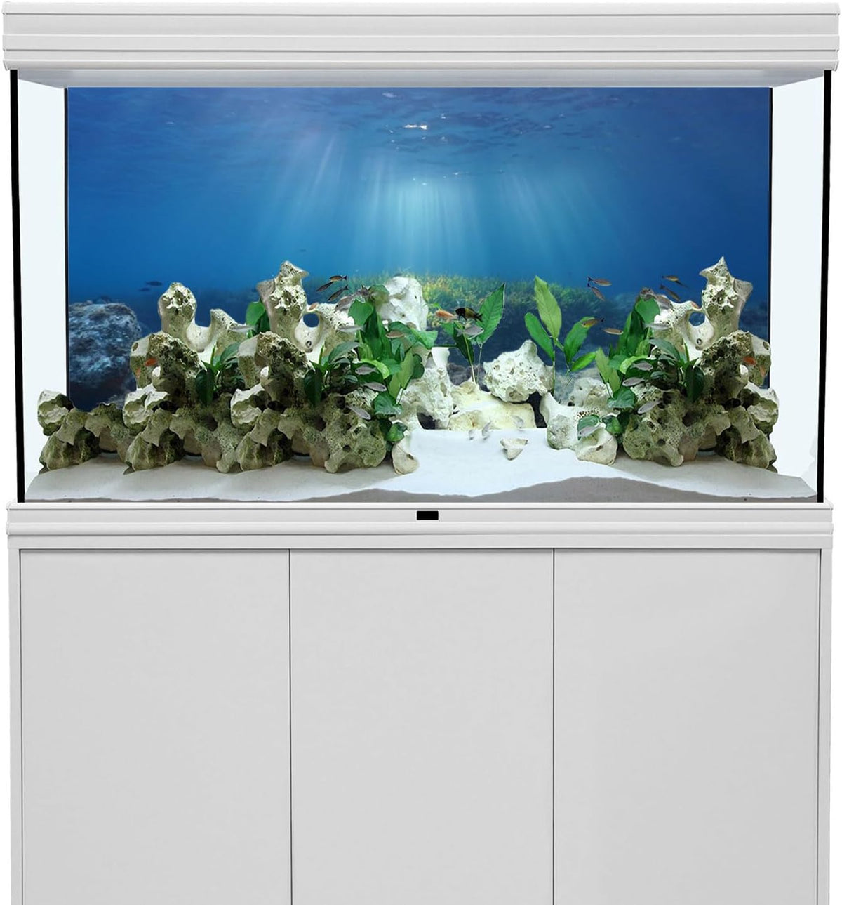 Ocean Floor Fish Tank Backdrop Underwater Stone Aquarium Backdrop - 48x18in/120x45cm - image 2