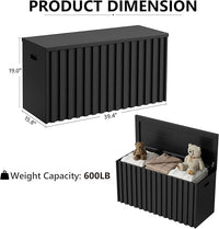 UEV Black Storage Bench Set of 2, 39.4" Fluted Wood Storage Trunk with 2 Safety Hinges, Sturdy Storage Chest, Storage Bench for Bedroom,Entryway, Living Room