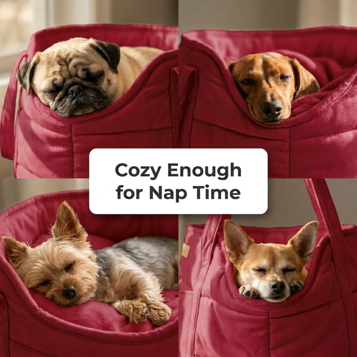 Plush Dog Purse Carrier for Small Dogs, Soft Tote, Black – Essentials for Dogs - Plush Red - image 3