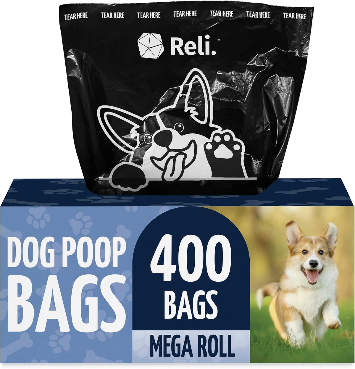 Reli. Dog Poop Bags, Black, 9x13"