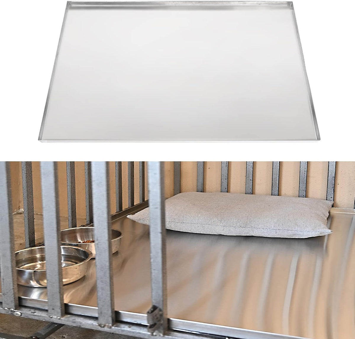 47x29.13x1 Replacement Tray for Dog Crate, Galvanized - Stainless steel / 47.0"L x 29.0"W x 1.0"H