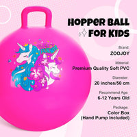 ZOOJOY Hopper Ball, Hopping Toys for Kids - Age:6-12(20''/50cm) / Pink Unicorn - image 2