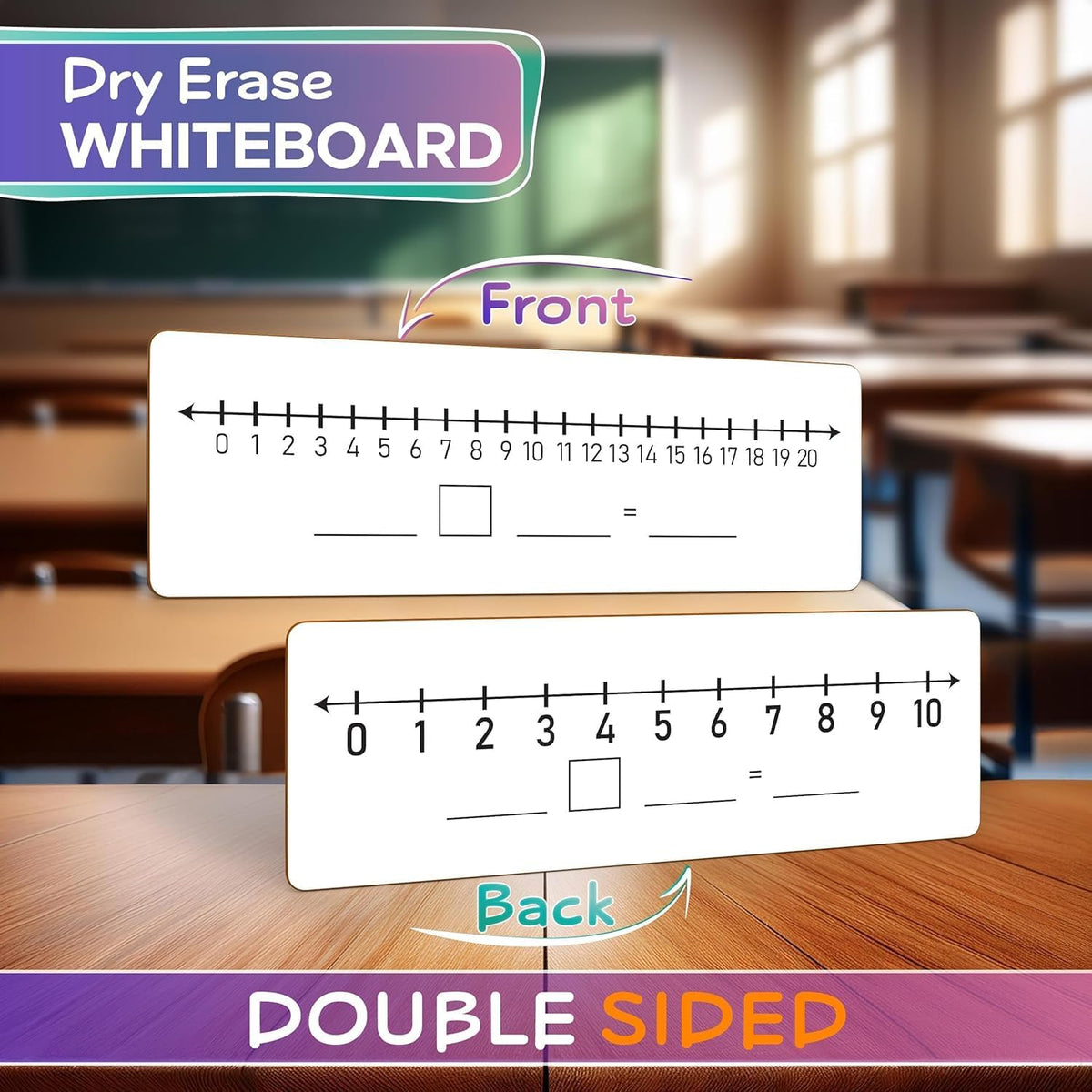 SCRIBBLEDO Dry Erase Number Line Board 12x4 Double Sided 10 Set - 10 Pack with Erasers - image 2