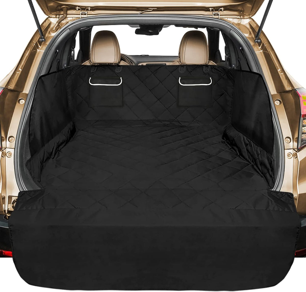 SUV Cargo Liner for Dogs - Trunk Cover with Side Walls for Compact SUV – Essentials for Dogs - Black with Pockets / Large (With Flaps) 93"