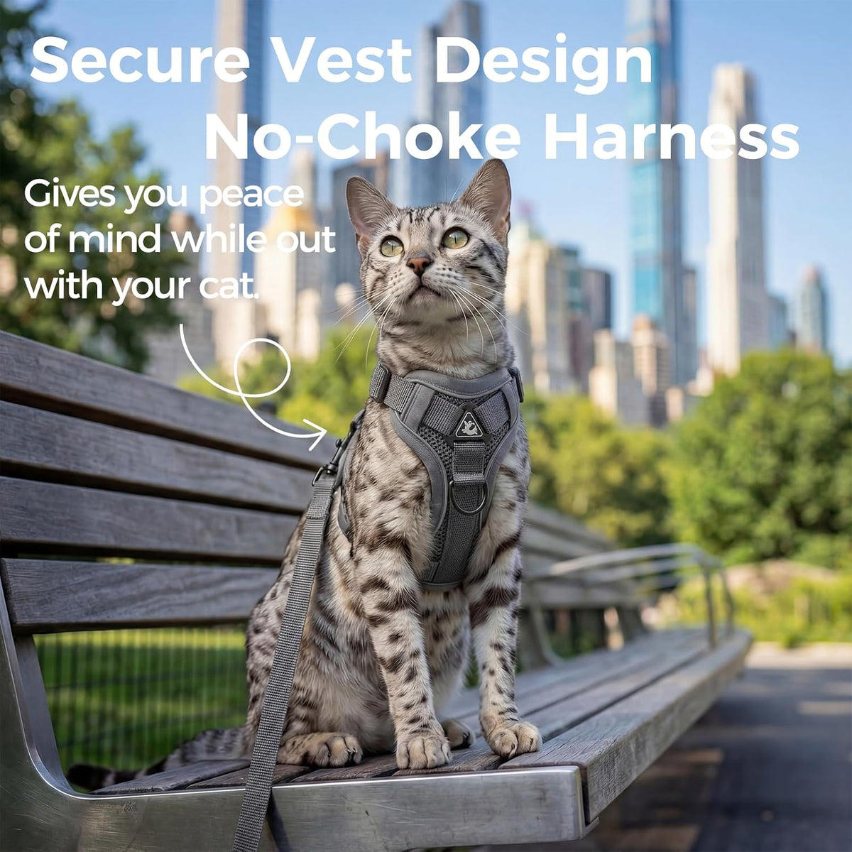 Cat Harness and Leash Set, Escape Proof Cat Vest, XL - Grey / Small - image 3