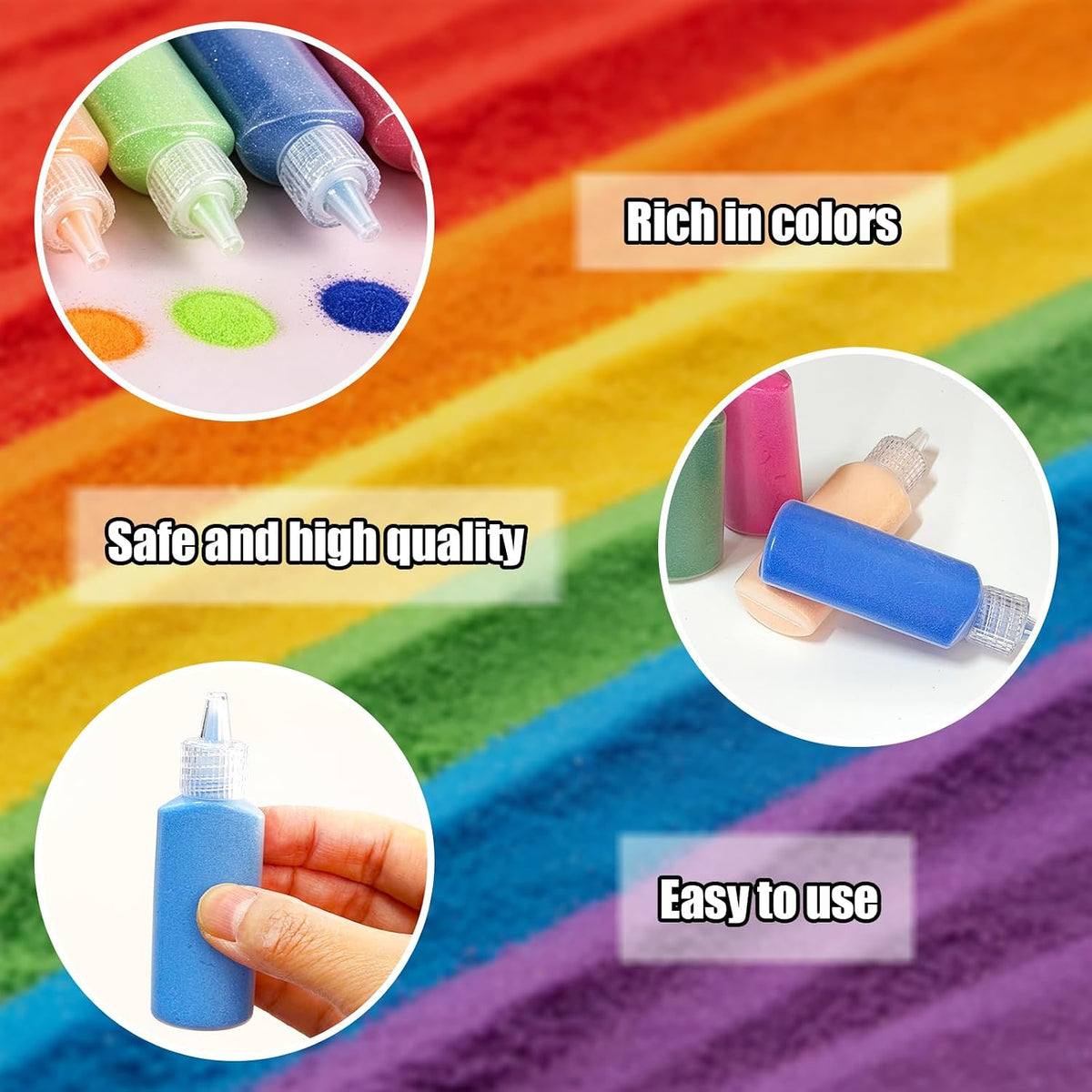 Niurewan 24 PCS Art Sand, DIY Sand Arts and Crafts Kit - 50 Colors - image 3
