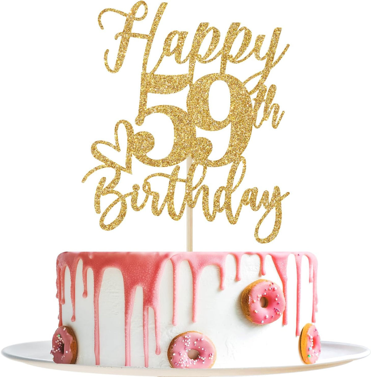 Happy 83rd Birthday Cake Topper - happy 59th birthday / Gold Glitter