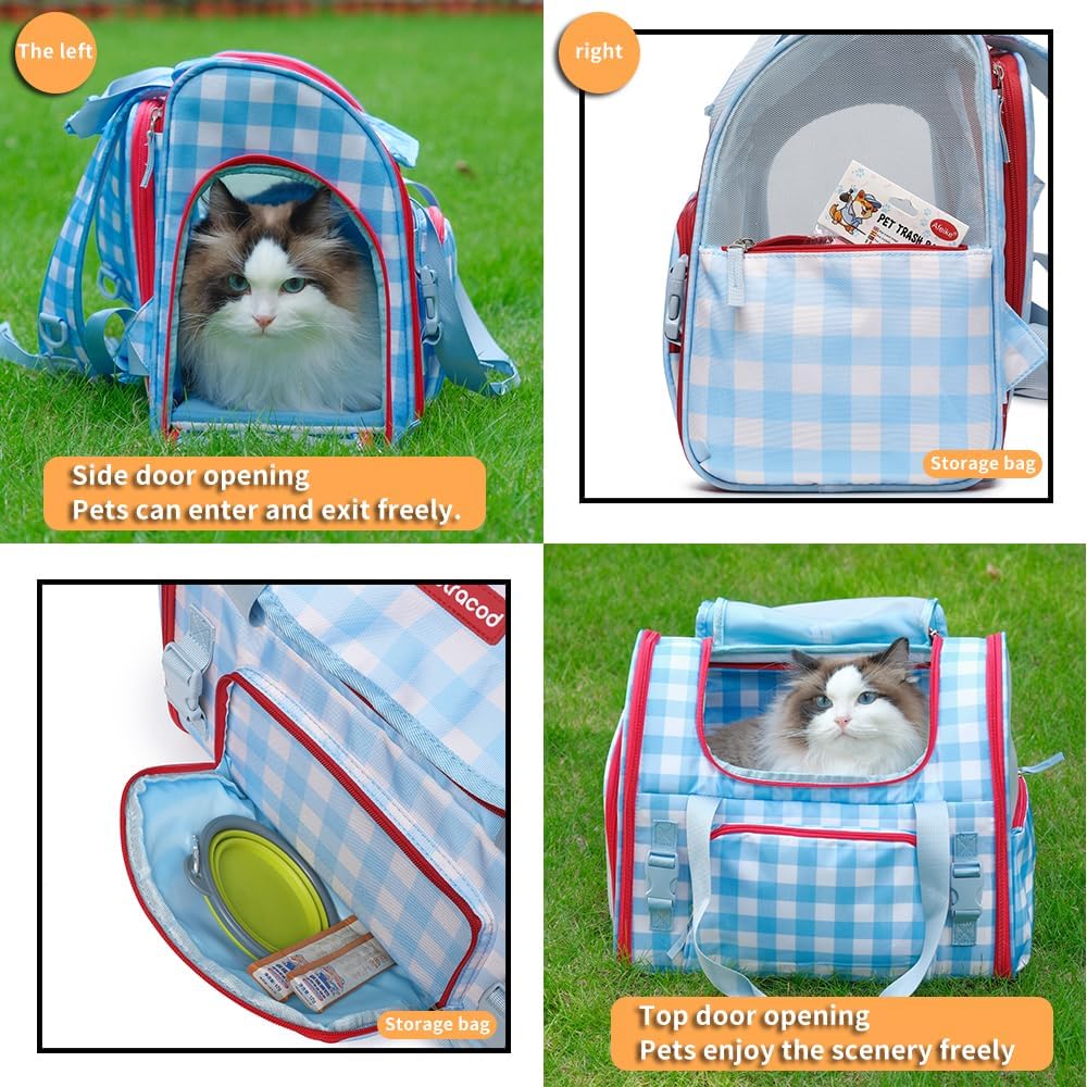 Pet Backpack Carrier for Small Dogs Medium Cats, Puppies - blue / 16.5"L x 9.0"W x 13.0"H - image 3