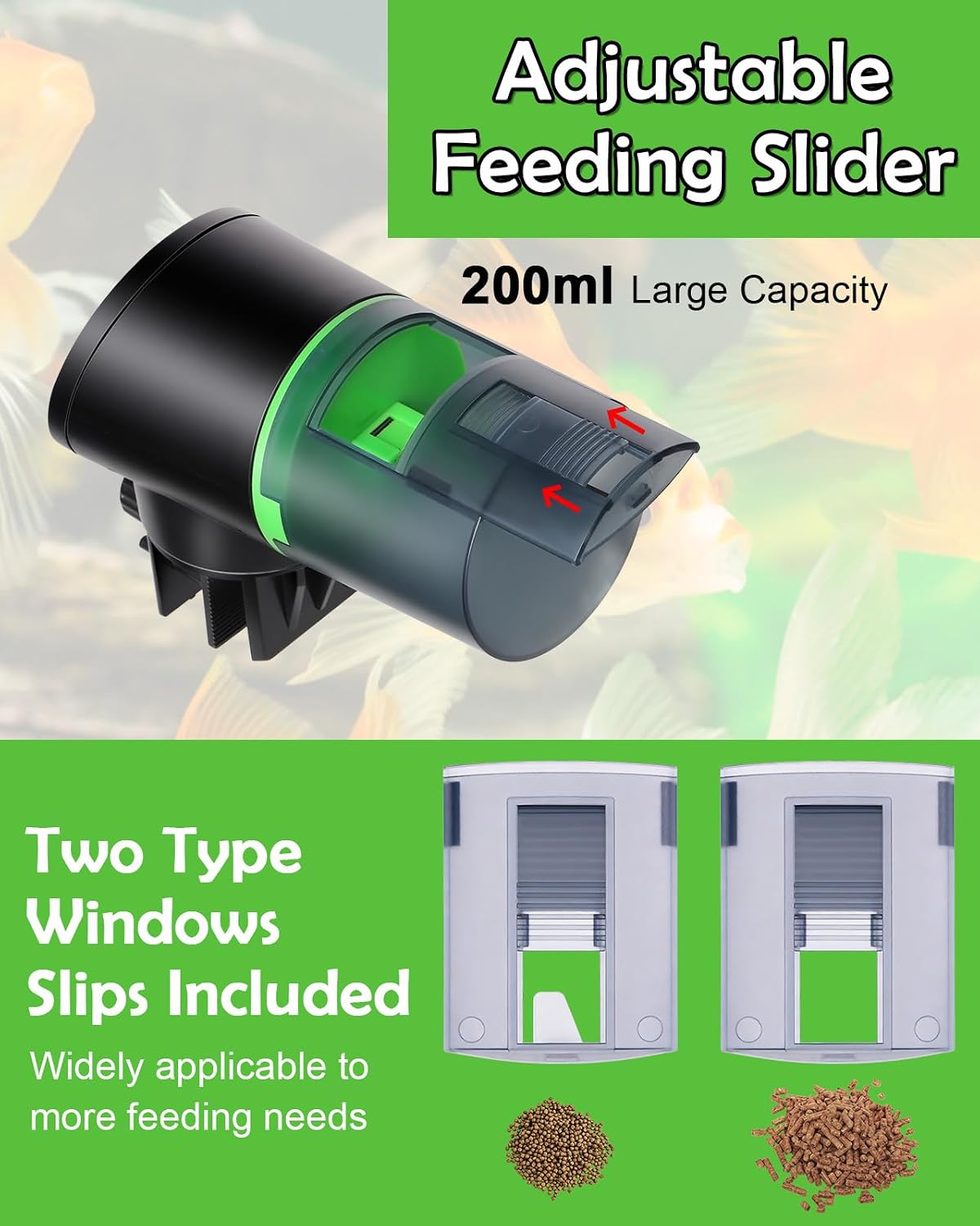 Automatic Fish Feeder for Aquarium Easy Setup & 4 Timers Green – Essentials for Fish - Black / CY-009-LCD Screen - image 3