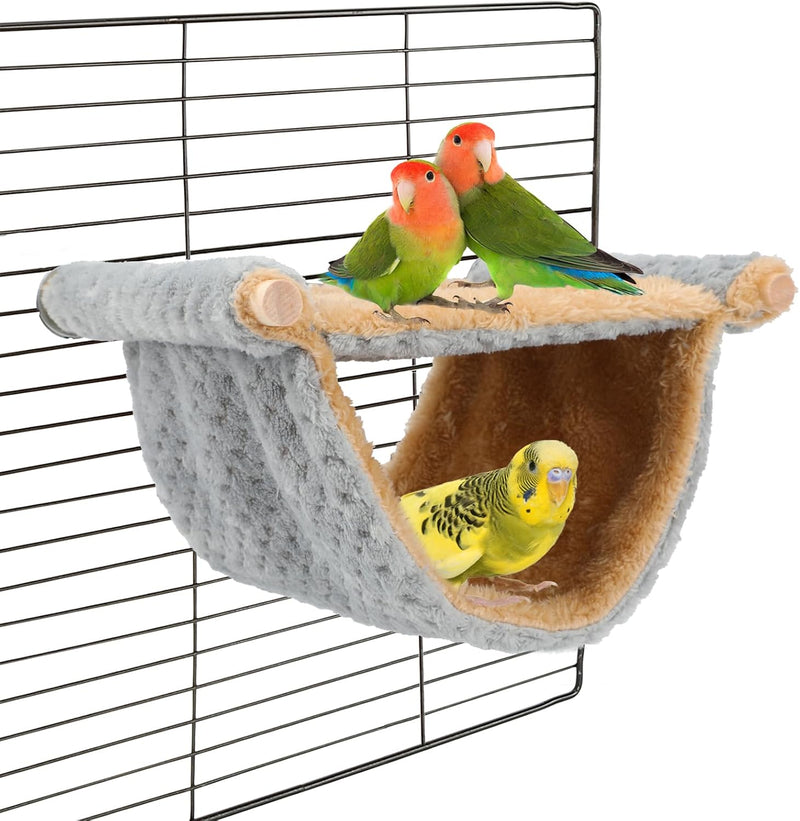 Bird Nest Bed Hanging Hammock, Parakeet Bed for Cage - Medium (9"x7.2") / Light Gray