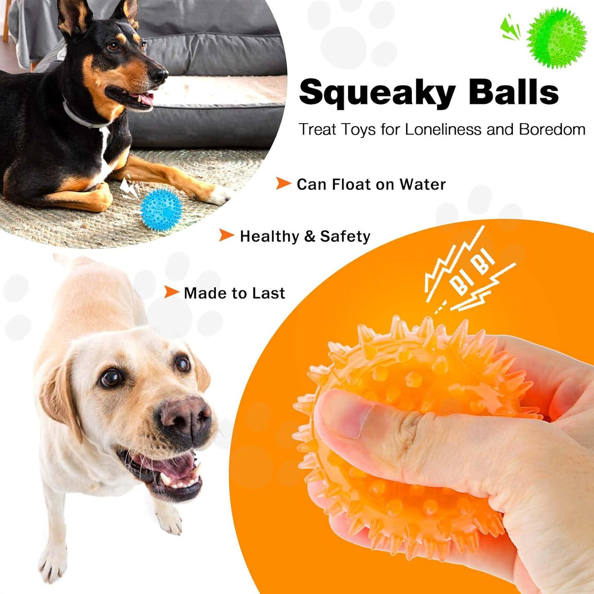 PUPTILY 2 Different Functions Interactive Ball for Dogs 2.5” Squeaky - 6pcs - image 4
