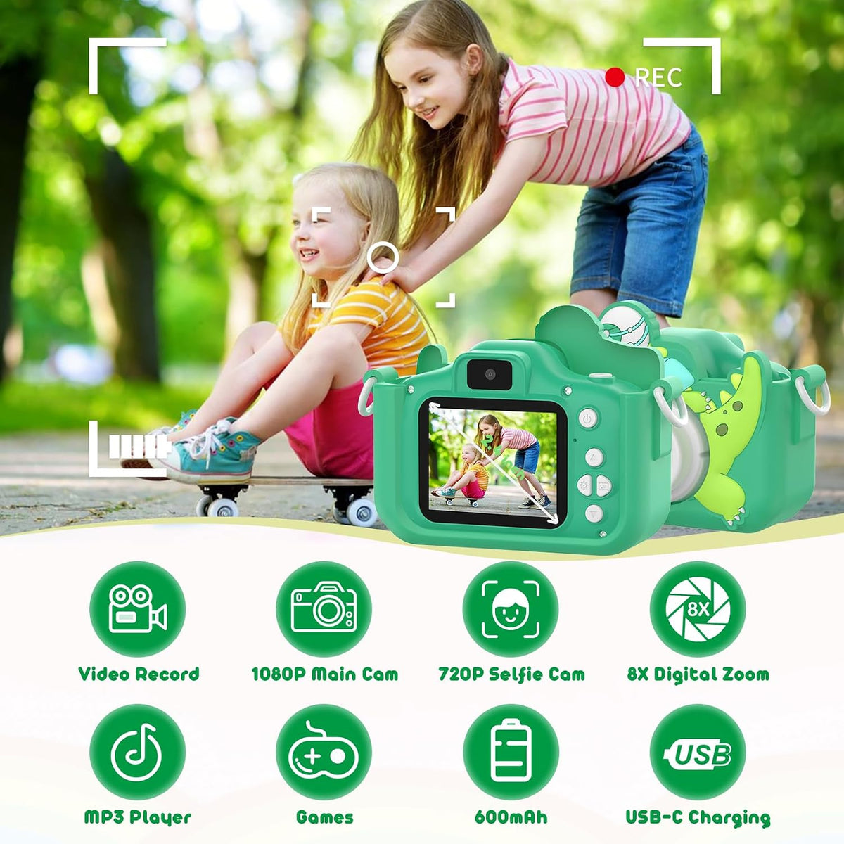 Alotwan unicorn kids camera with silicone case, 2.4-inch screen and lanyard - view 7