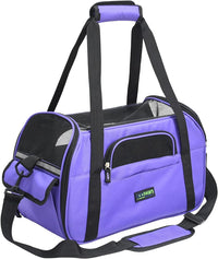 JESPET Soft-Sided Airline-Approved Dog & Cat Carrier Travel Bag – Essentials for Cats - 17.0"L x 9.0"W x 11.5"H / Purple