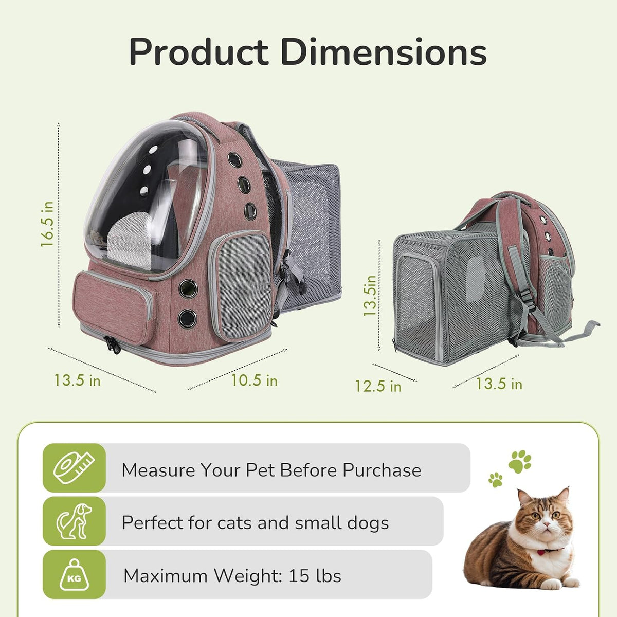 Cat Backpack Carrier for Cats and Small Dogs - Brown / X-Large - image 2