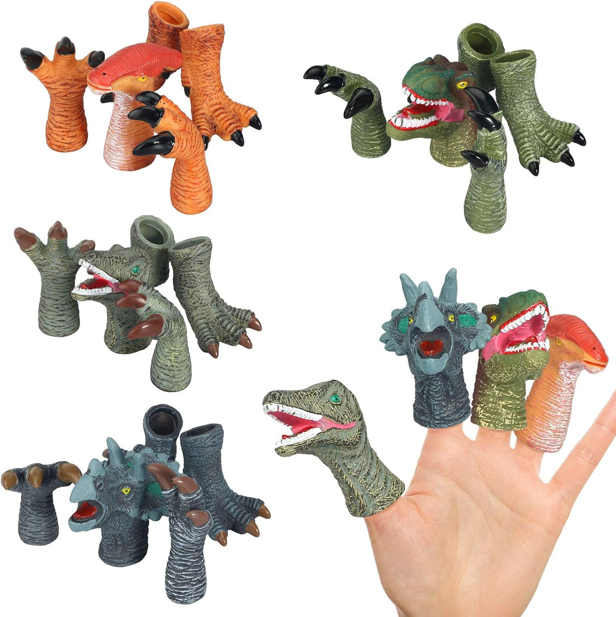 COGO MAN 20 piece rubber dinosaur finger puppets with heads, paws and feet - view 2