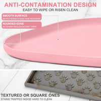 SMILOOL Waterproof Silicone Pet Food Mat with Raised Edge for Dog - Sakura Pink / 12"L x 12"W - image 4